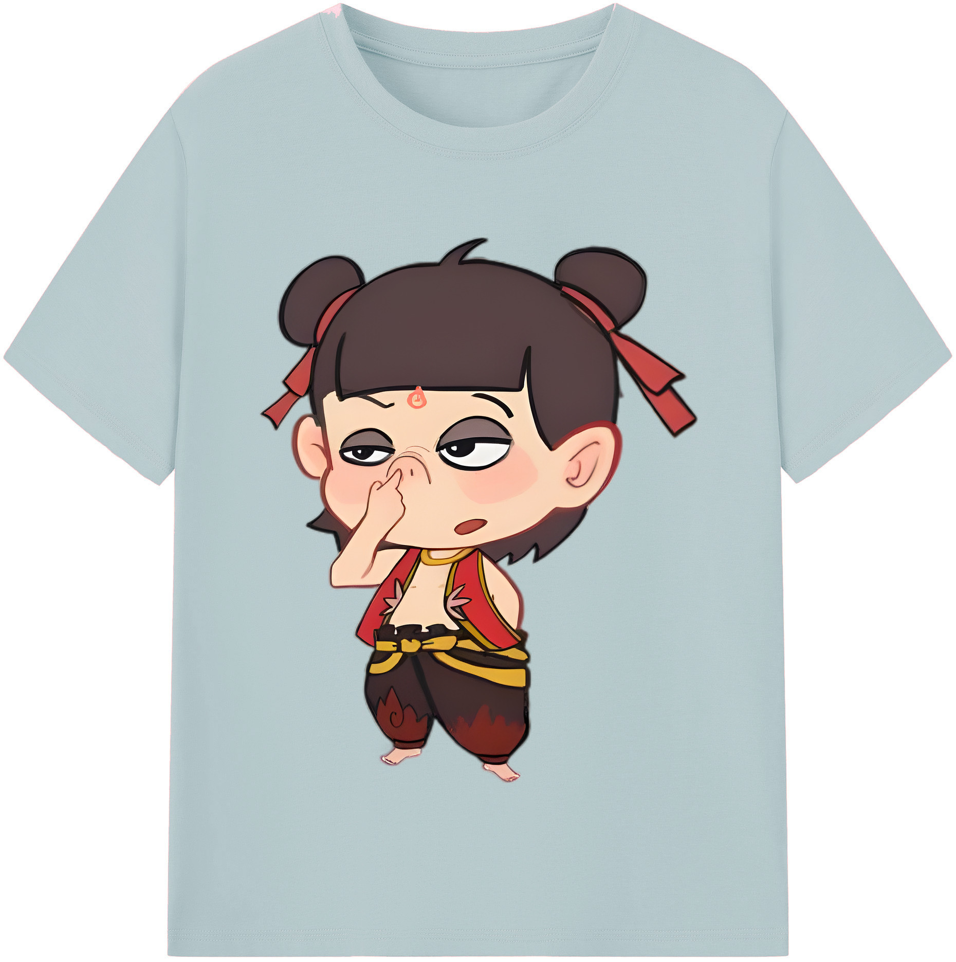 （画像用） Ne Zha 2 ナタ 魔童の大暴れ 綿100％半袖Tシャツ（フロントプリント）